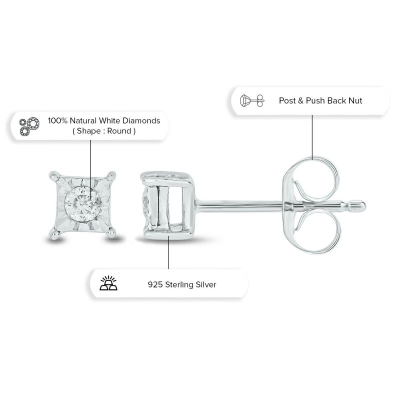 Diamond Accent White Diamond Miracle Plate Stud Earring in Sterling Silver