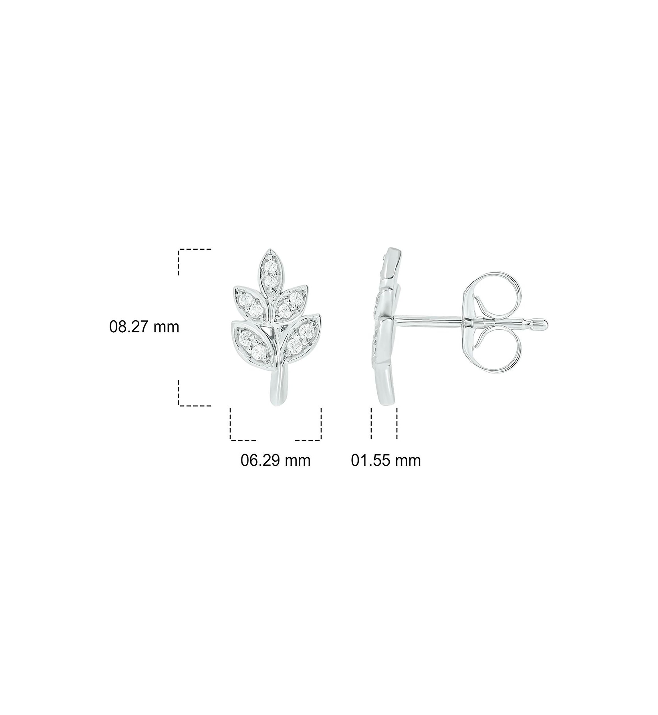 1/10 ct. t.w. Diamond Leaf Earring in 14K White Gold