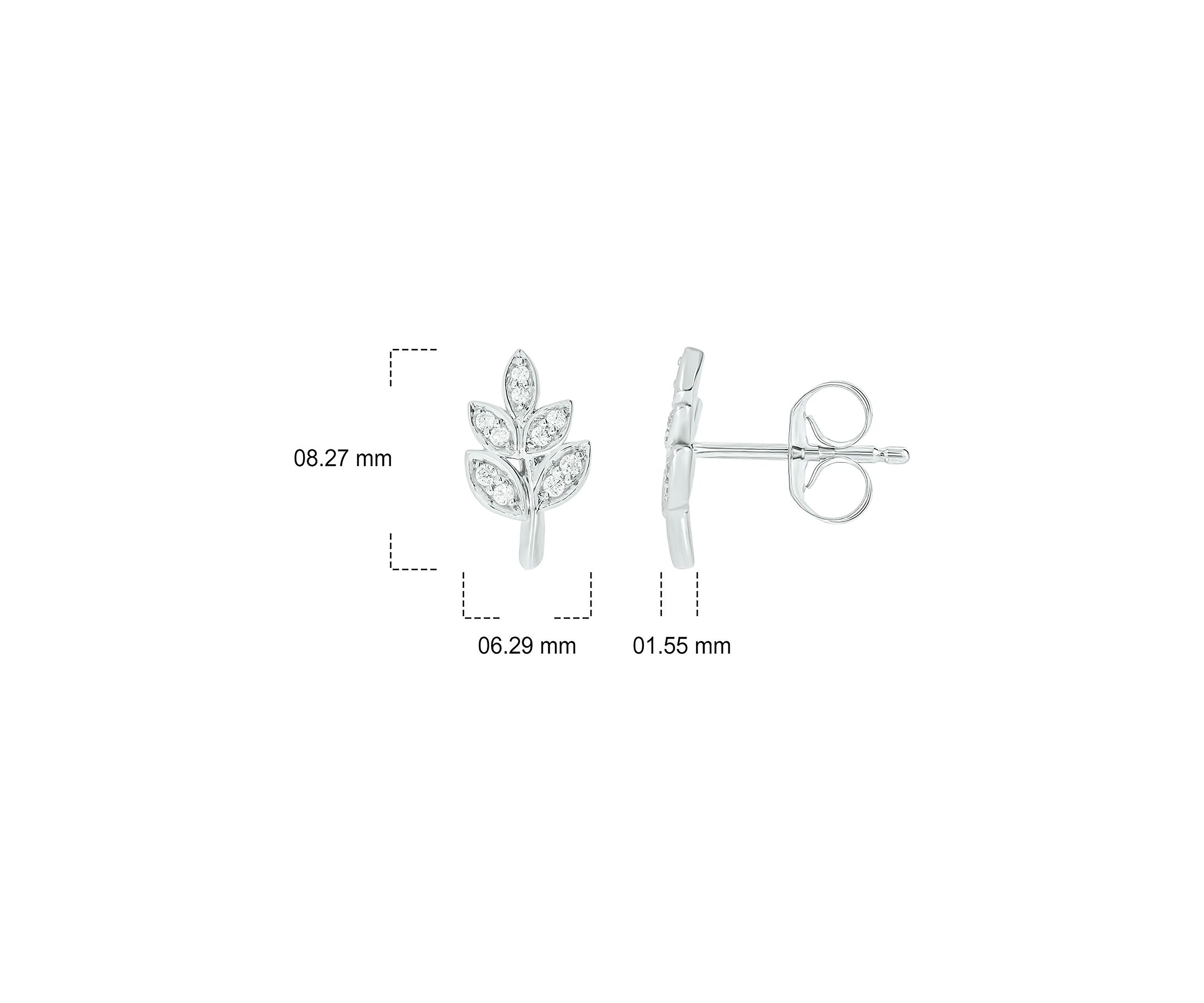 1/10 ct. t.w. Diamond Leaf Earring in 14K White Gold
