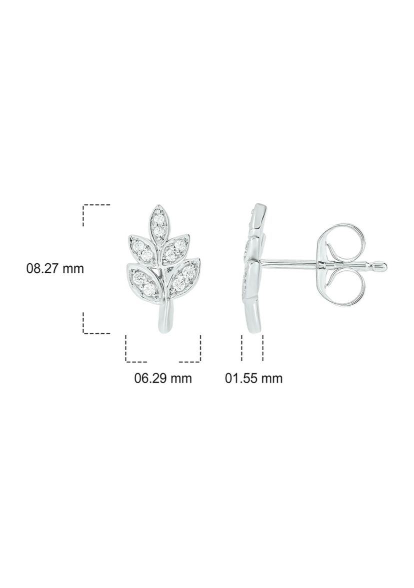 1/10 ct. t.w. Diamond Leaf Earring in 14K White Gold