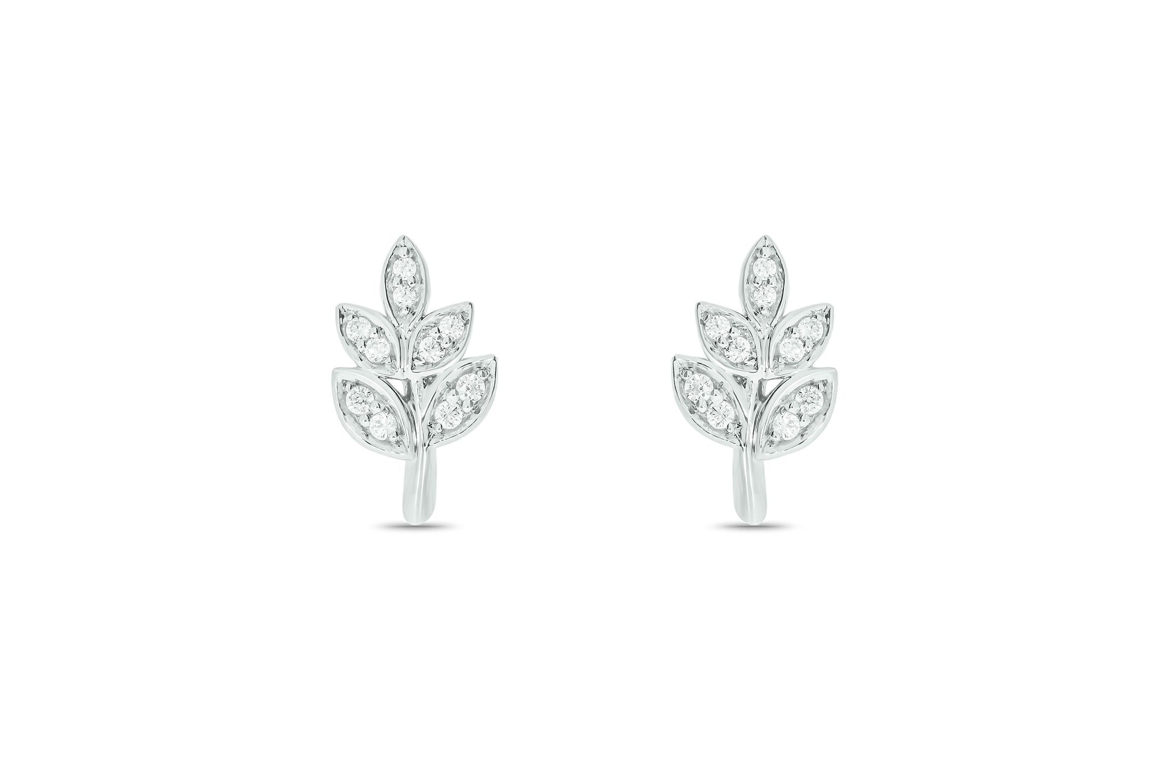 1/10 ct. t.w. Diamond Leaf Earring in 14K White Gold