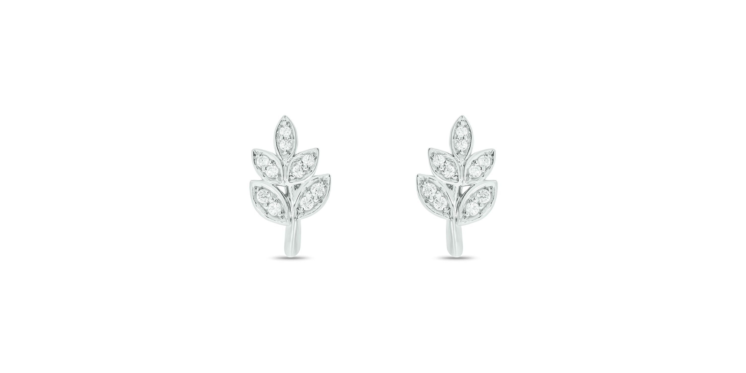 1/10 ct. t.w. Diamond Leaf Earring in 14K White Gold