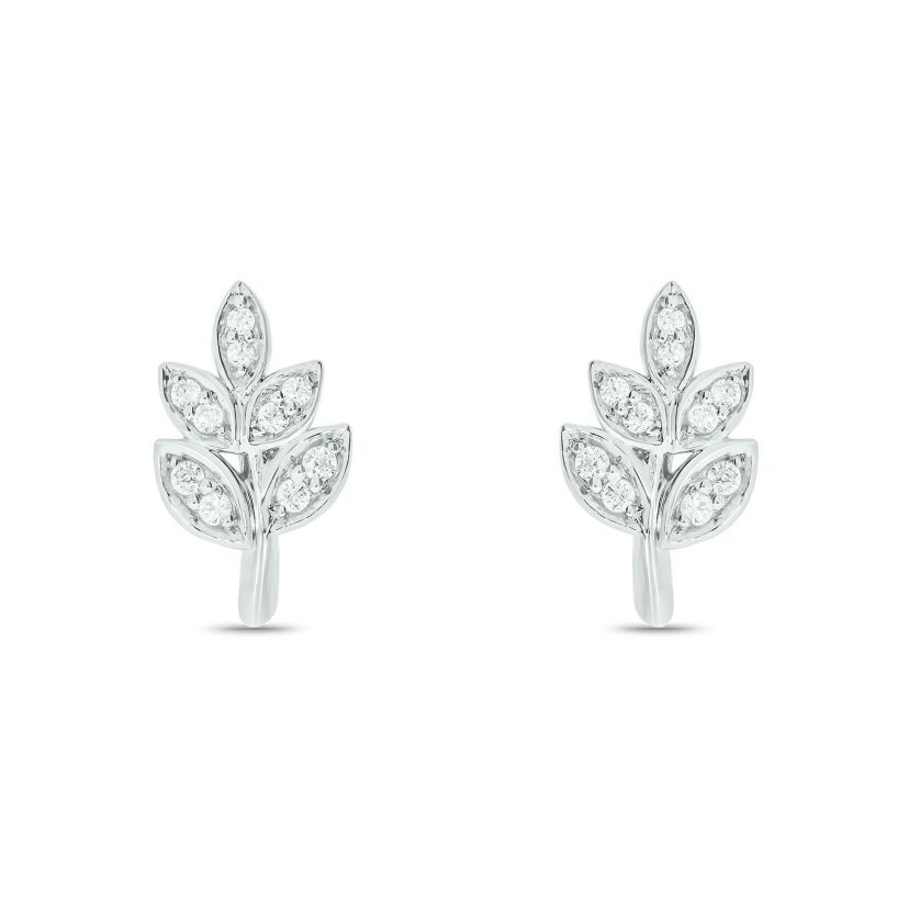 1/10 ct. t.w. Diamond Leaf Earring in 14K White Gold
