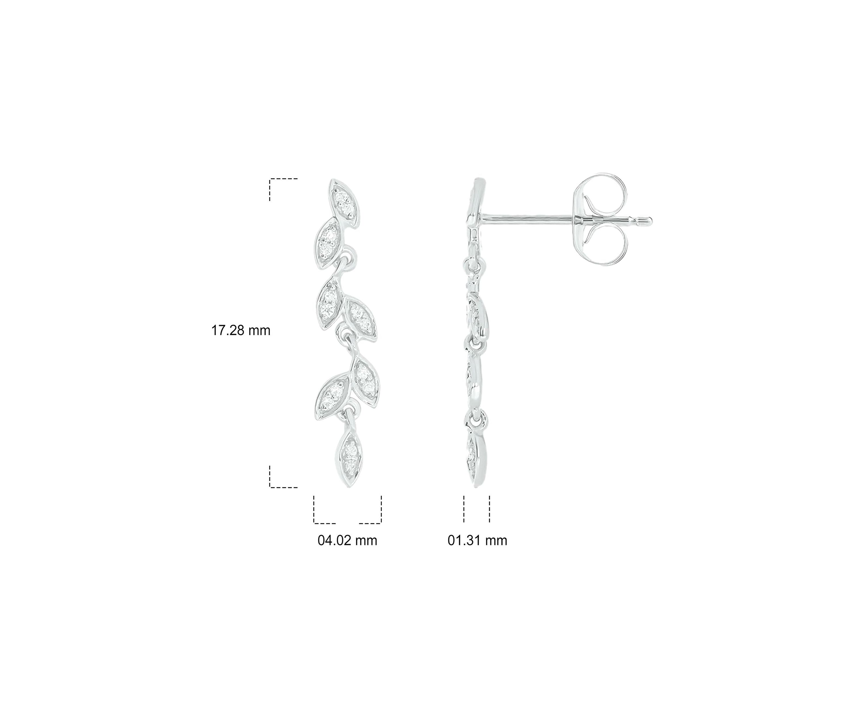 1/10 ct. t.w. Diamond Leaf Earring in 14K White Gold