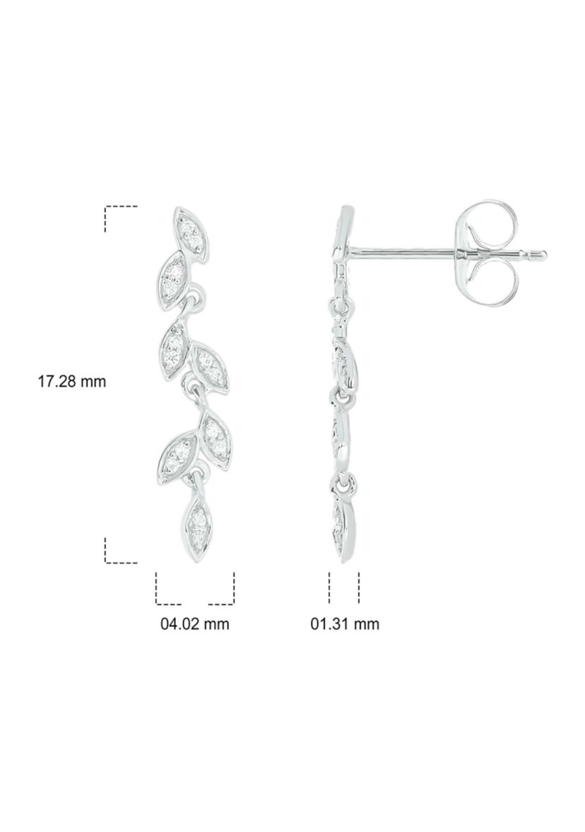 1/10 ct. t.w. Diamond Leaf Earring in 14K White Gold