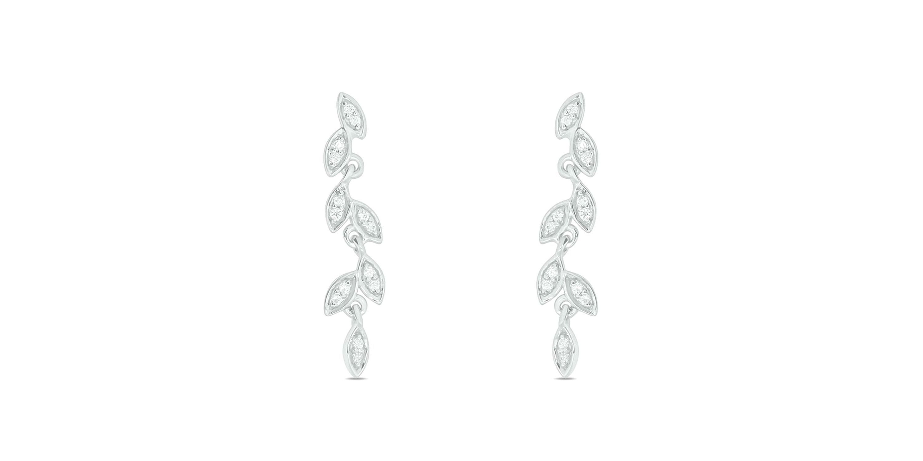 1/10 ct. t.w. Diamond Leaf Earring in 14K White Gold