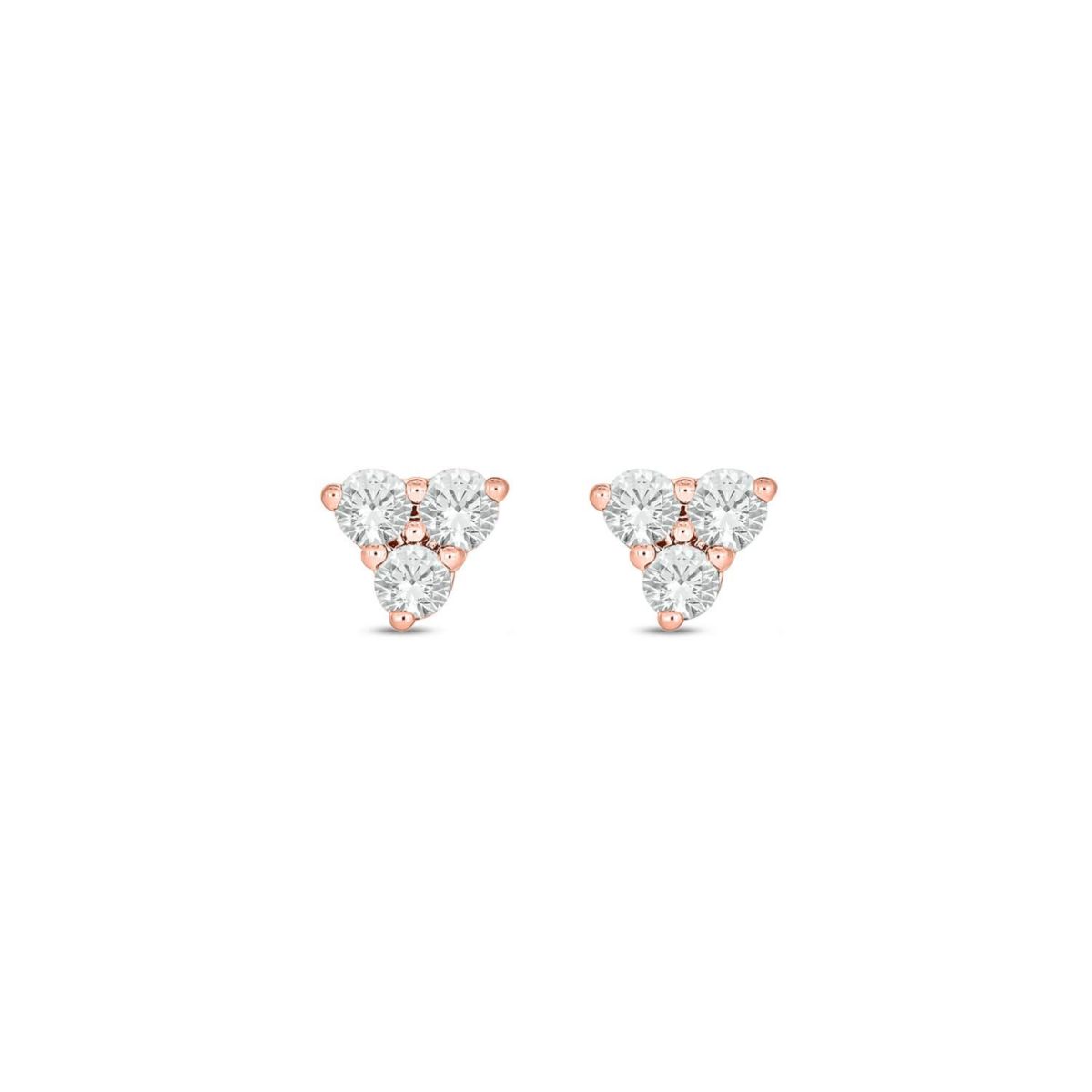 Lab Created 1/10 Carat Lab Grown Diamond Triangle Stud Earring in 10KT Rose Gold