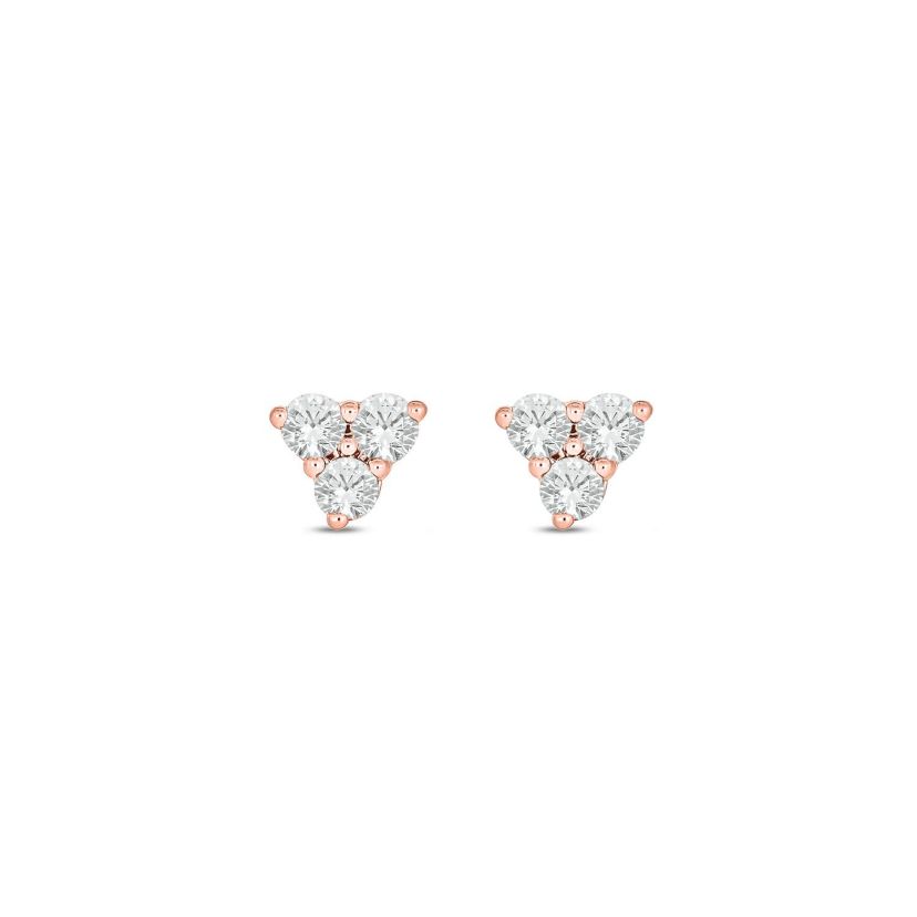 Lab Created 1/10 Carat Lab Grown Diamond Triangle Stud Earring in 10KT Rose Gold