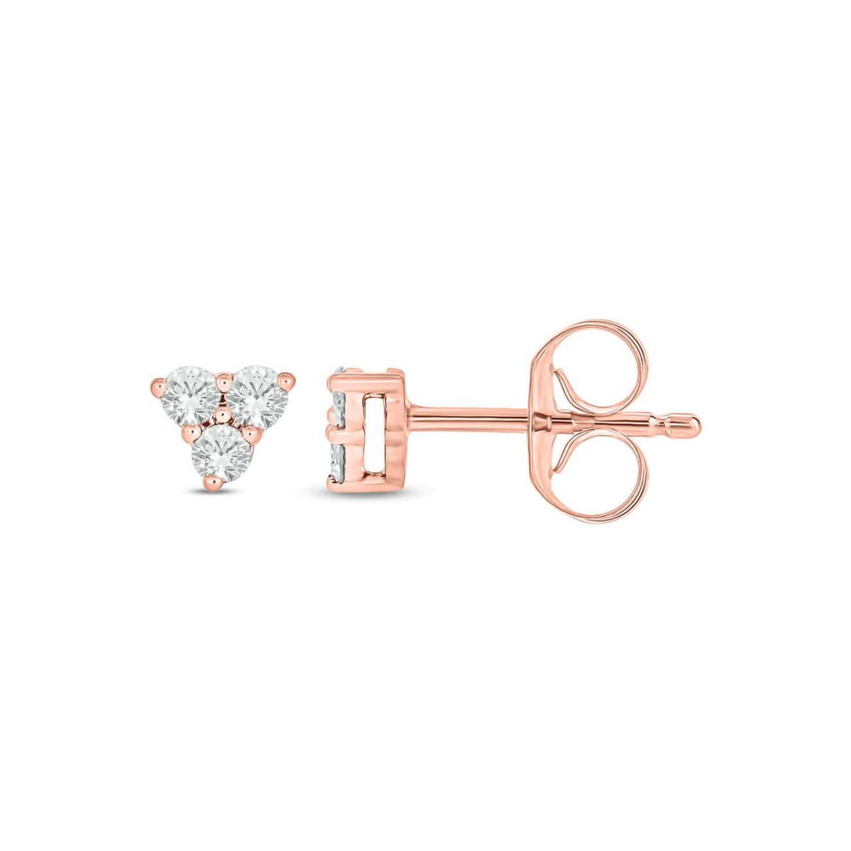 Lab Created 1/10 Carat Lab Grown Diamond Triangle Stud Earring in 10KT Rose Gold