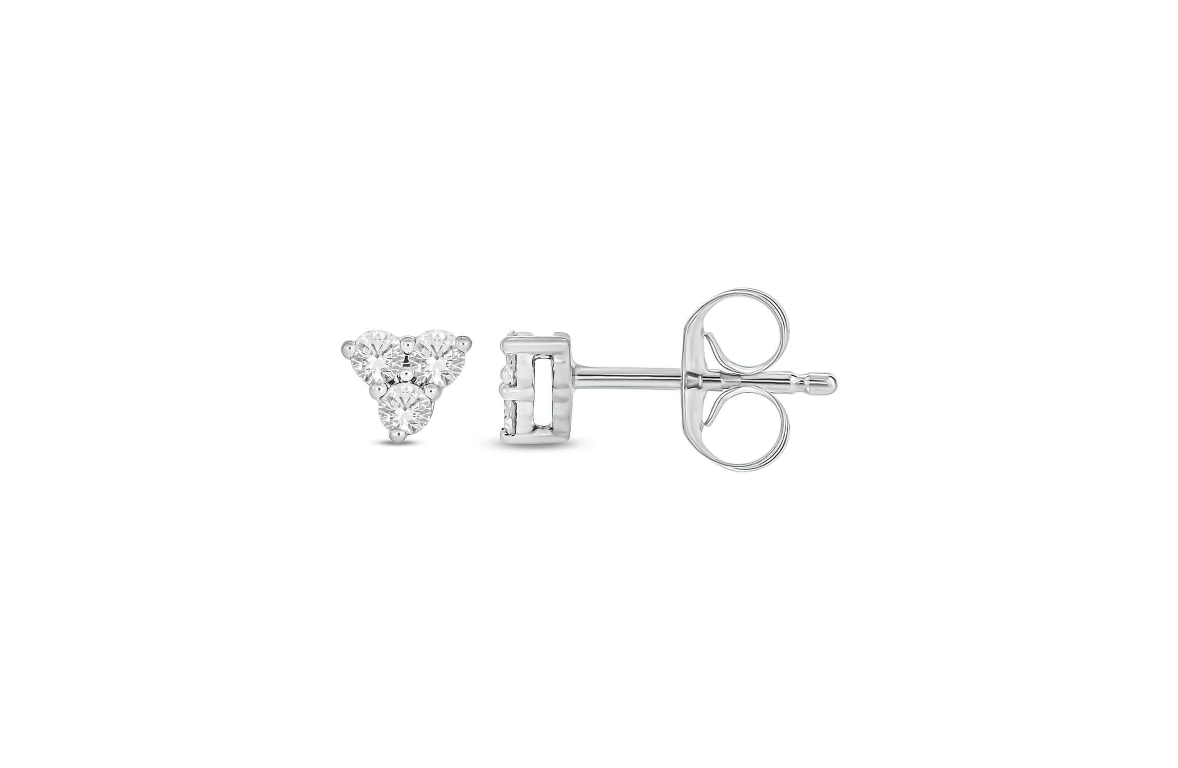 Lab Created 1/10 Carat Lab Grown Diamond Triangle Stud Earring in 10KT White Gold
