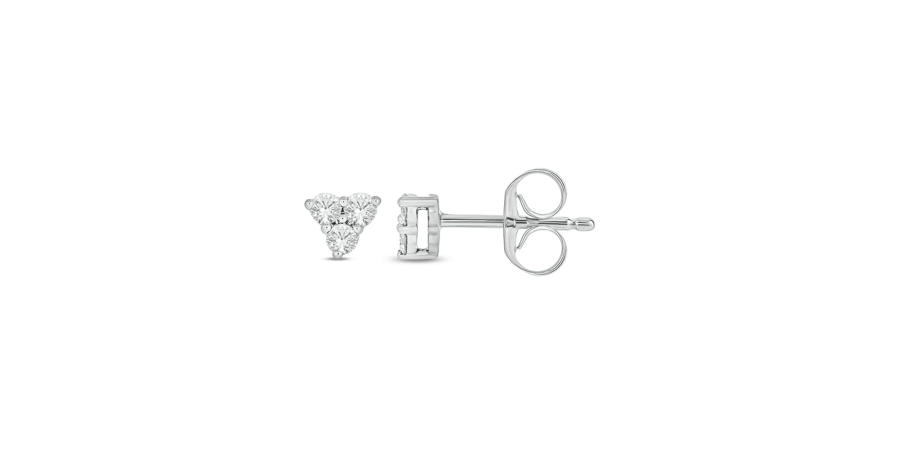 Lab Created 1/10 Carat Lab Grown Diamond Triangle Stud Earring in 10KT White Gold