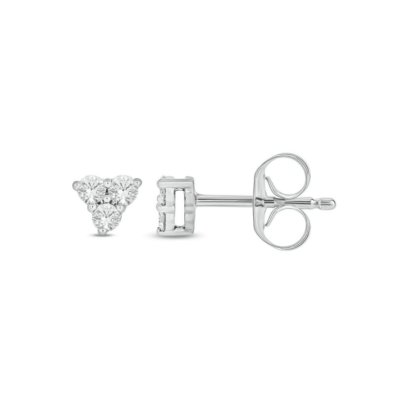 Lab Created 1/10 Carat Lab Grown Diamond Triangle Stud Earring in 10KT White Gold