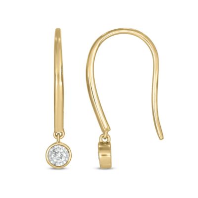 Belk & Co 1/10 ct.t.w Diamond Hoop Earring in 14K Yellow Gold