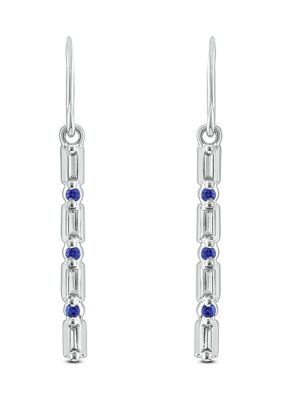 Belk & Co 1/10 Ct. T.w. Blue Sapphire And 1/10 Ct. T.w. White Diamond Dangle Earrings In 14K White Gold