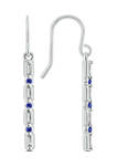 1/10 ct. t.w. Blue Sapphire and 1/10 ct. t.w. White Diamond Dangle Earrings in 14K White Gold