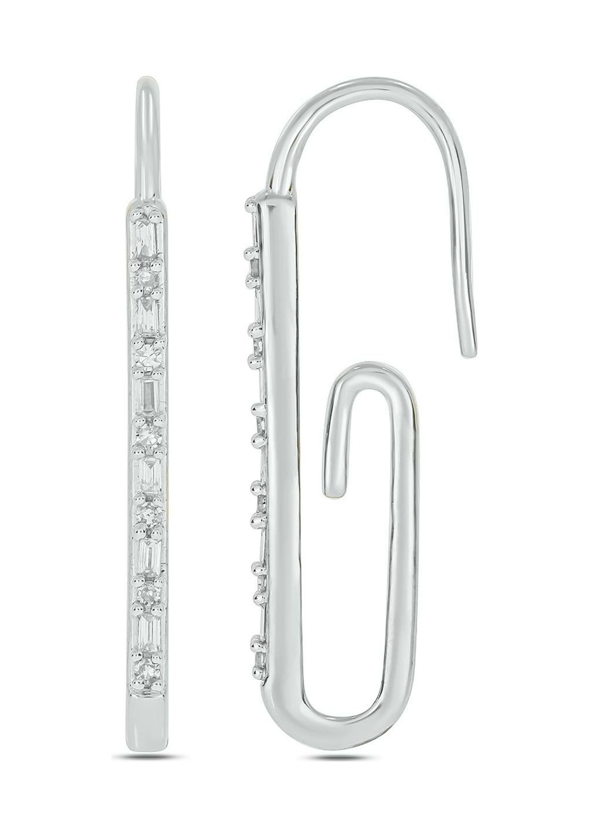 1/6 ct. t.w. Diamond Paper Clip Styled Earring in Sterling Silver