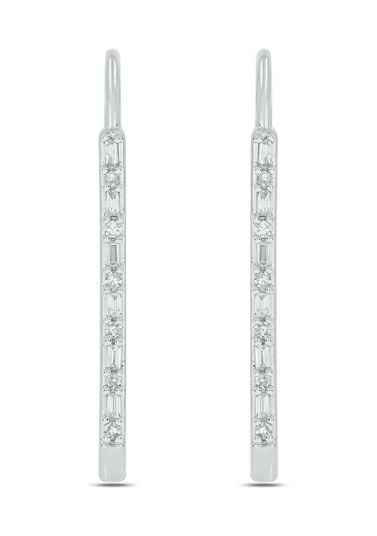 1/6 ct. t.w. Diamond Paper Clip Styled Earring in Sterling Silver