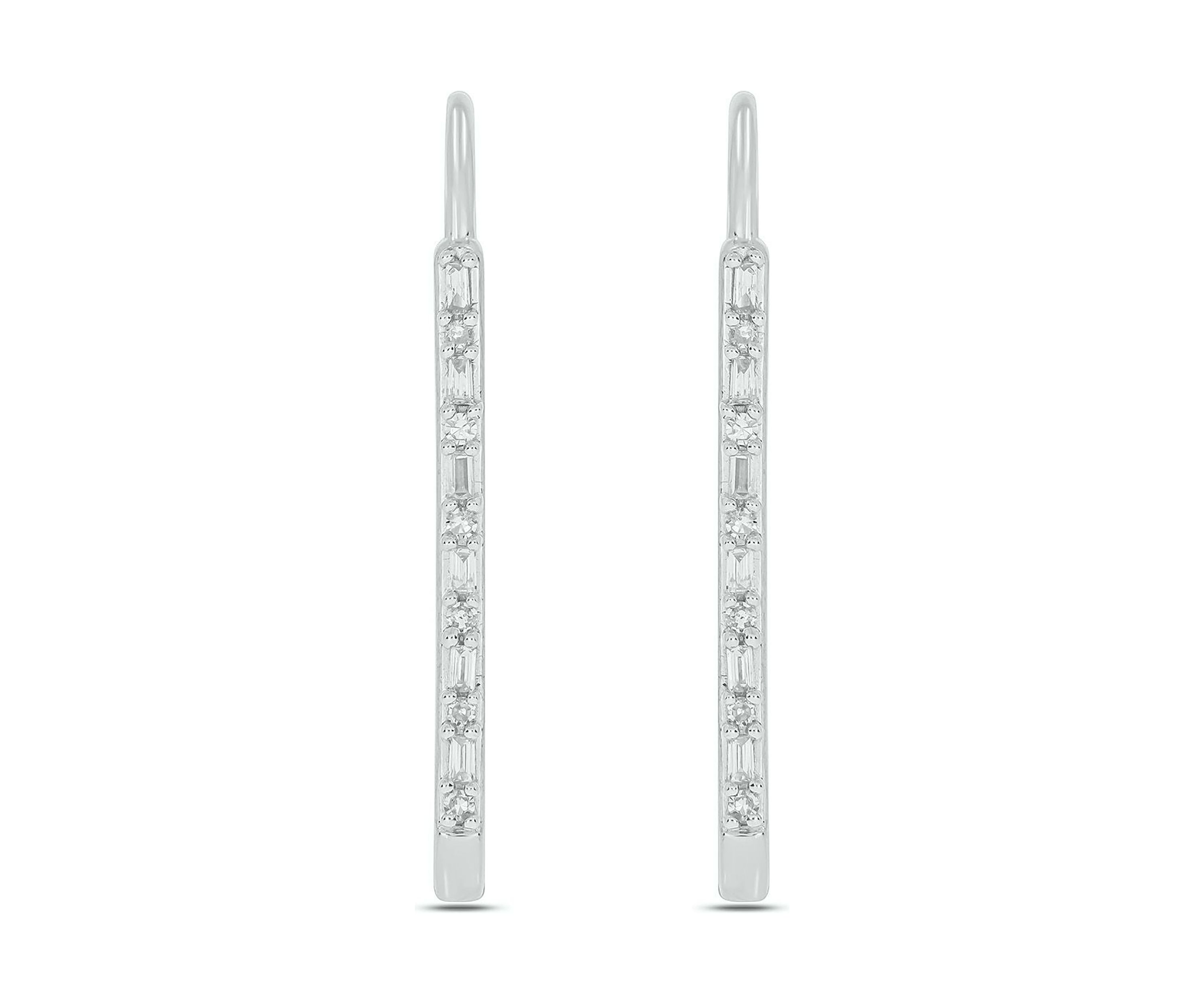 1/6 ct. t.w. Diamond Paper Clip Styled Earring in Sterling Silver