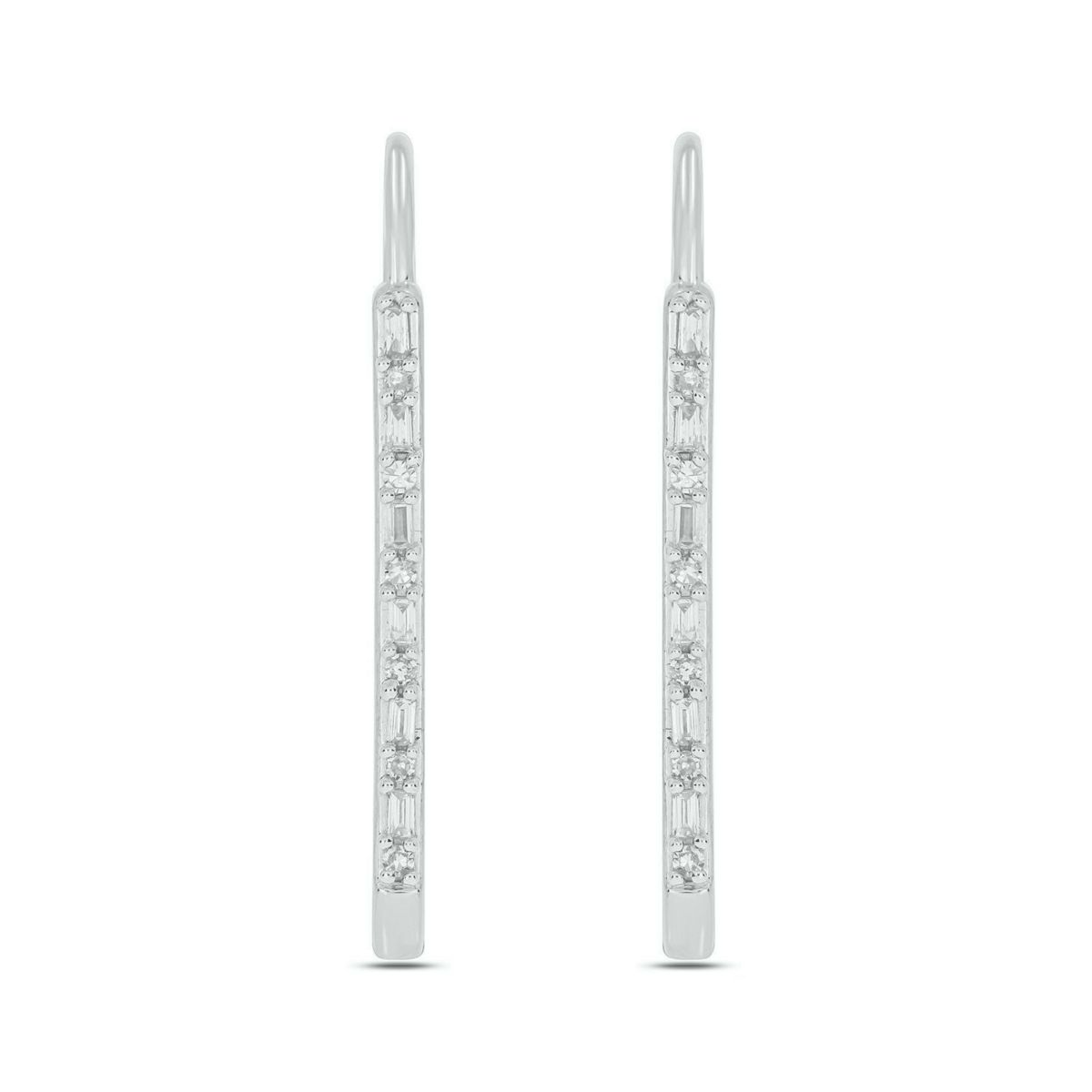 1/6 ct. t.w. Diamond Paper Clip Styled Earring in Sterling Silver