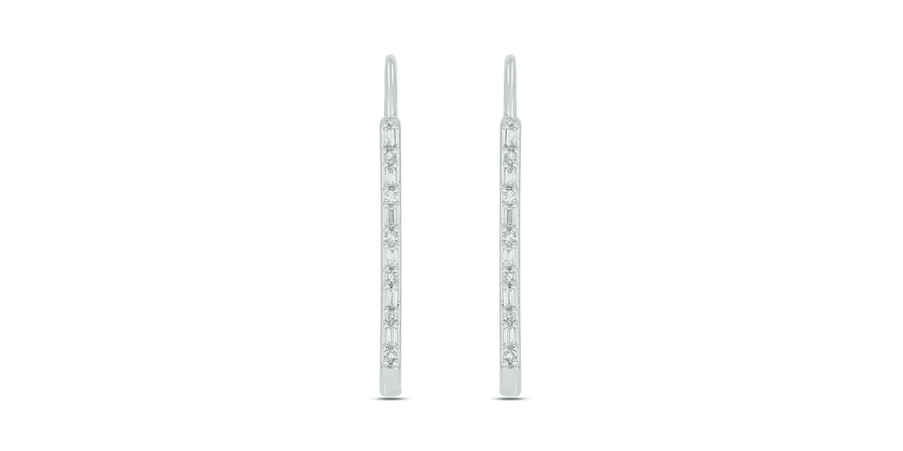 1/6 ct. t.w. Diamond Paper Clip Styled Earring in Sterling Silver
