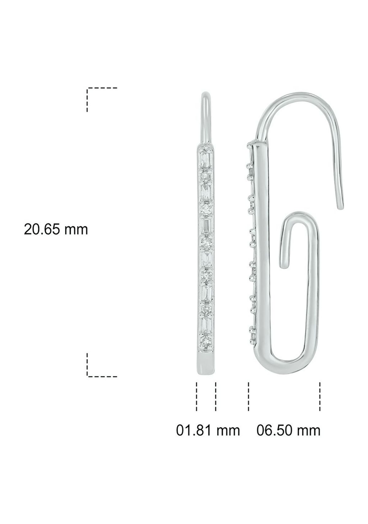 1/6 ct. t.w. Diamond Paper Clip Styled Earring in Sterling Silver