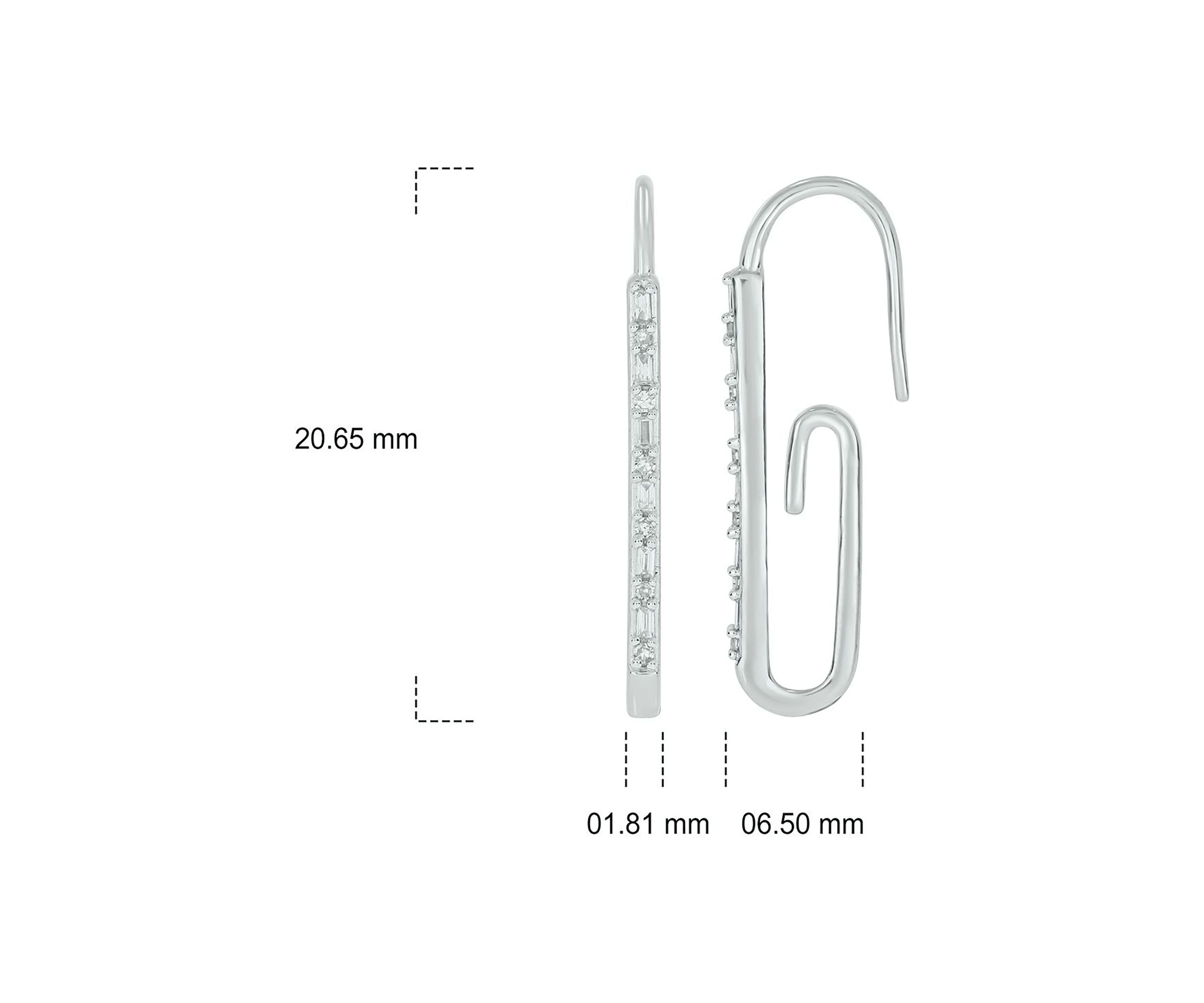 1/6 ct. t.w. Diamond Paper Clip Styled Earring in Sterling Silver