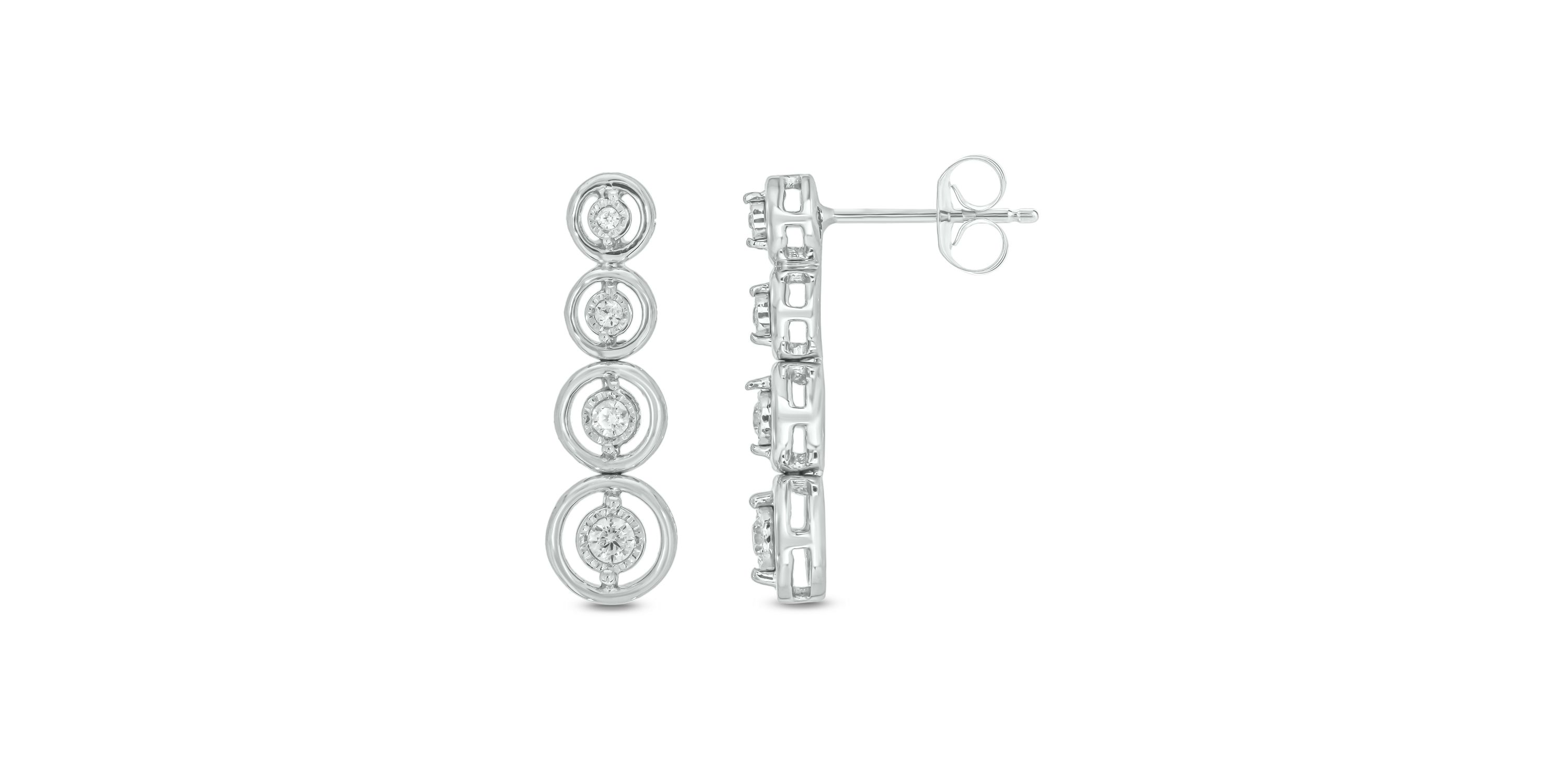 1/6 carat, Diamond Drop Earring in 14K White Gold