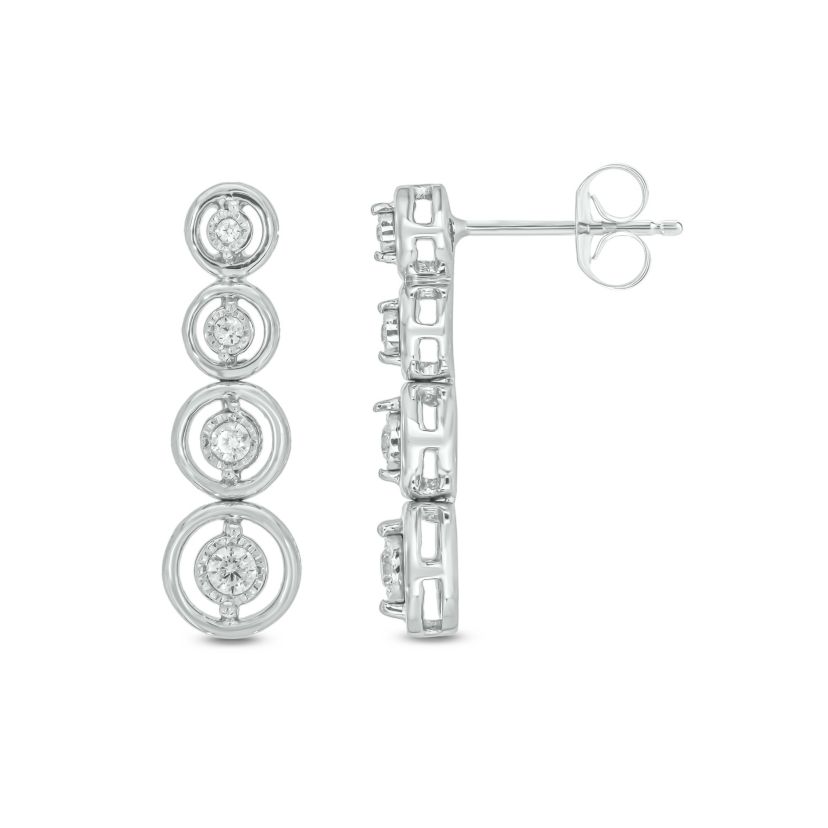 1/6 carat, Diamond Drop Earring in 14K White Gold