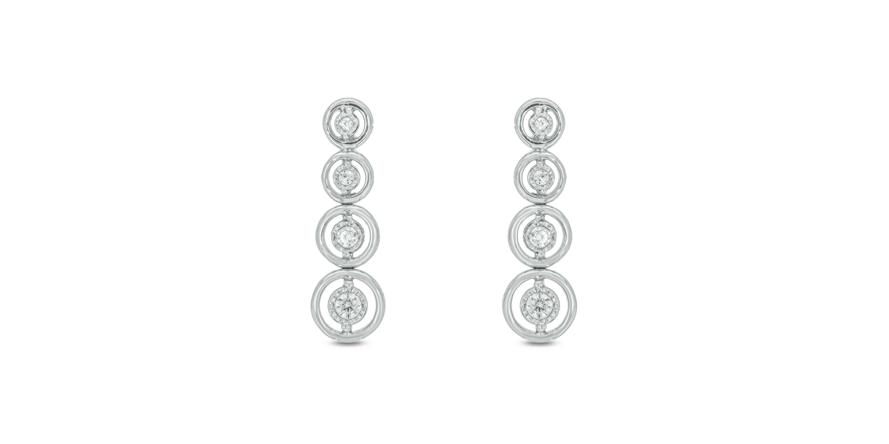 1/6 carat, Diamond Drop Earring in 14K White Gold