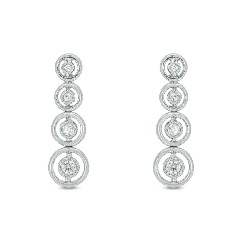 1/6 carat, Diamond Drop Earring in 14K White Gold