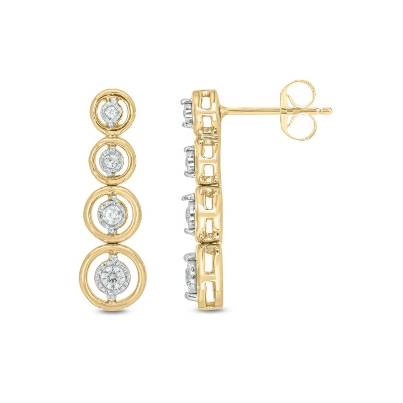 1/6 carat, Diamond Drop Earring in 14K Yellow Gold