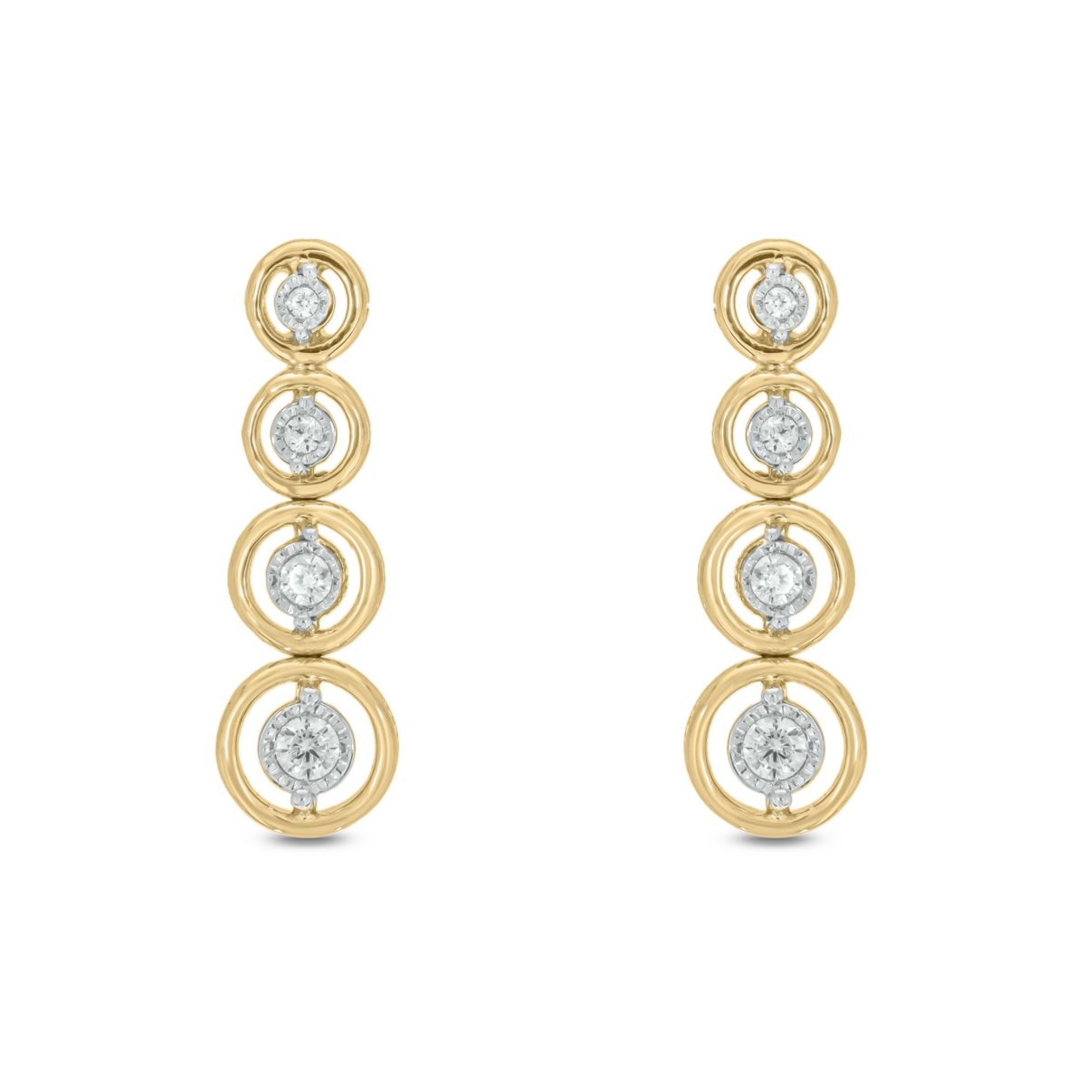 1/6 carat, Diamond Drop Earring in 14K Yellow Gold