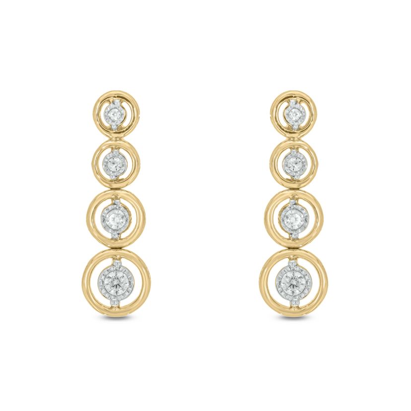 1/6 carat, Diamond Drop Earring in 14K Yellow Gold