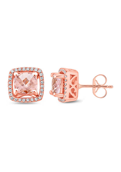 1/5 ct. t.w. White Diamond and 2.02 ct. t.w. Morganite Stud Earrings in 10k Rose Gold