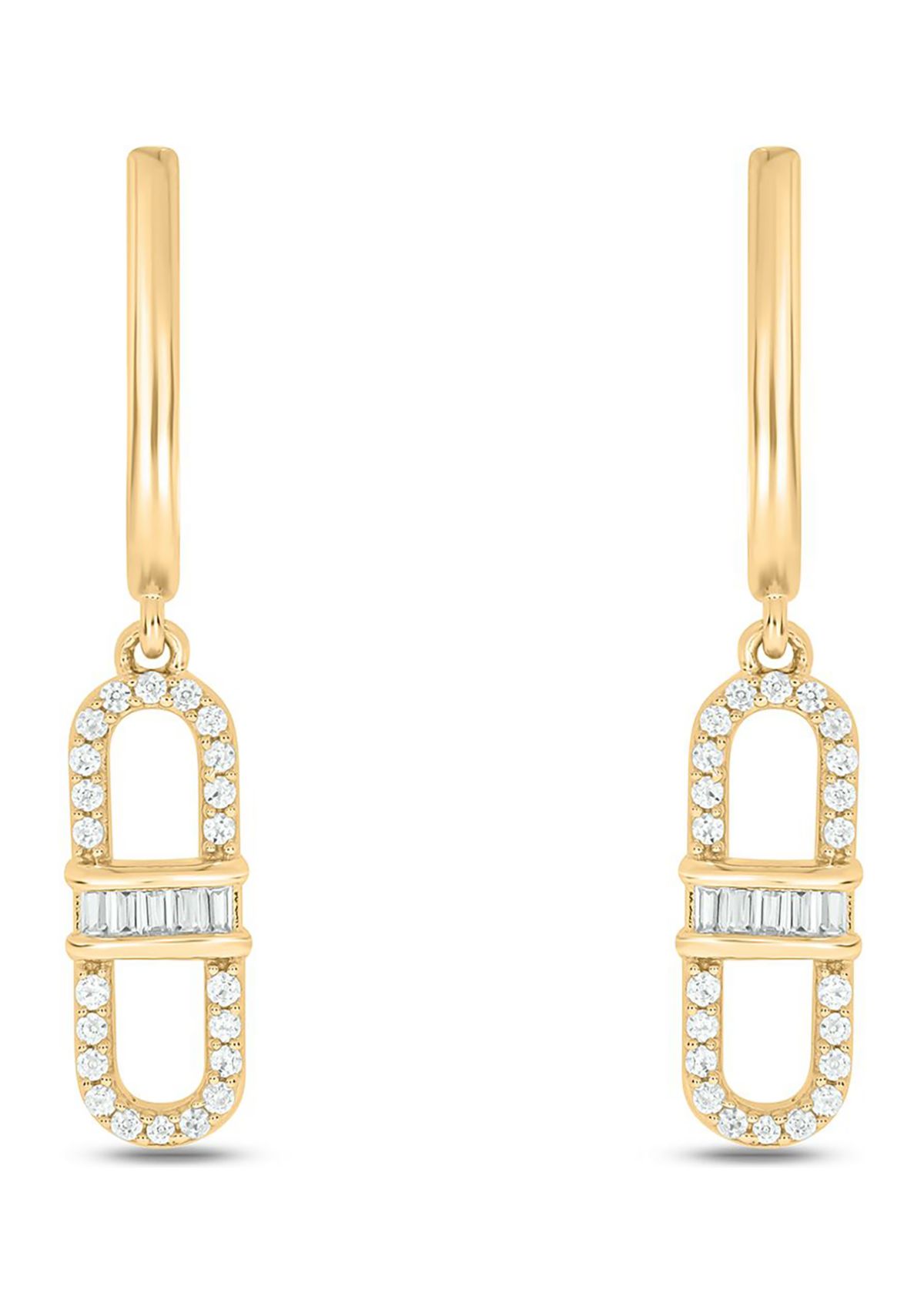 Belk & Co. 1/5 ct. t.w. Diamond Paper Clip styled Earring In 10K Yellow ...