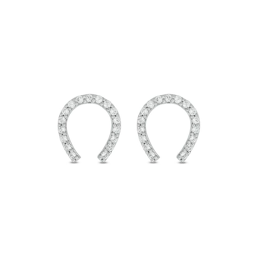 Lab Created 1/5 Carat Lab Grown Diamond Horseshoe Earring in Sterling Silver