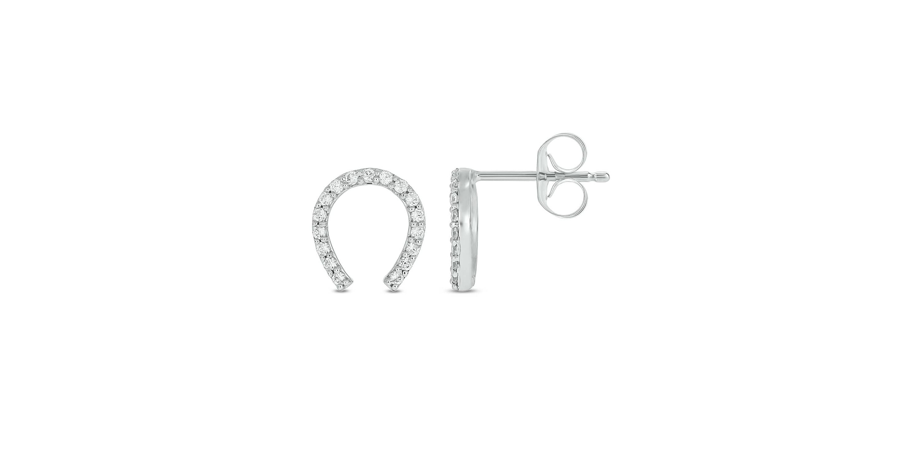 Lab Created 1/5 Carat Lab Grown Diamond Horseshoe Earring in Sterling Silver