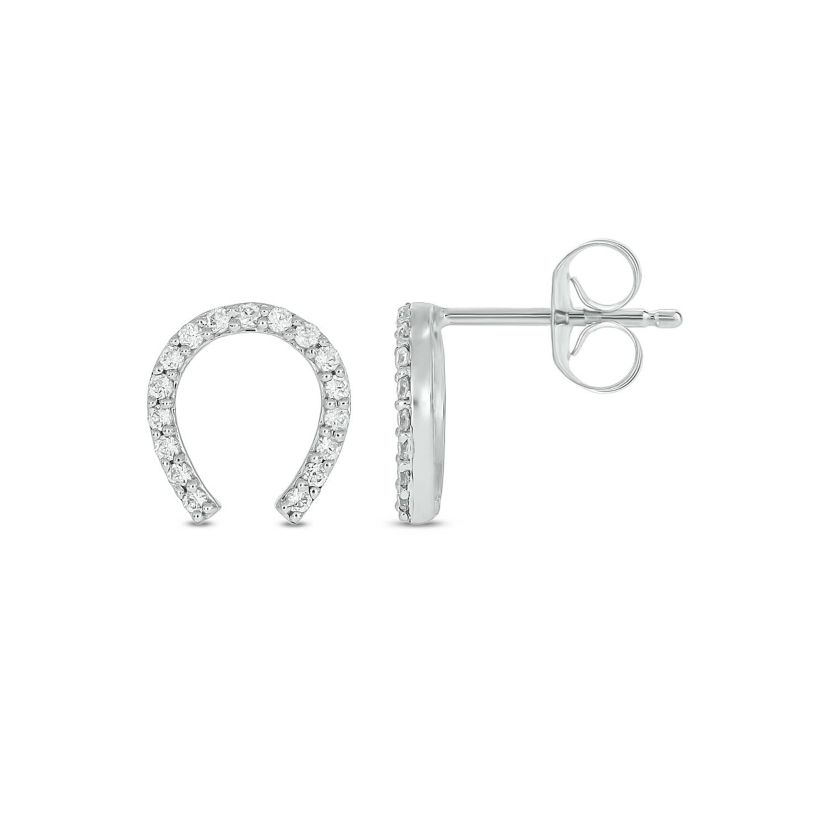 Lab Created 1/5 Carat Lab Grown Diamond Horseshoe Earring in Sterling Silver