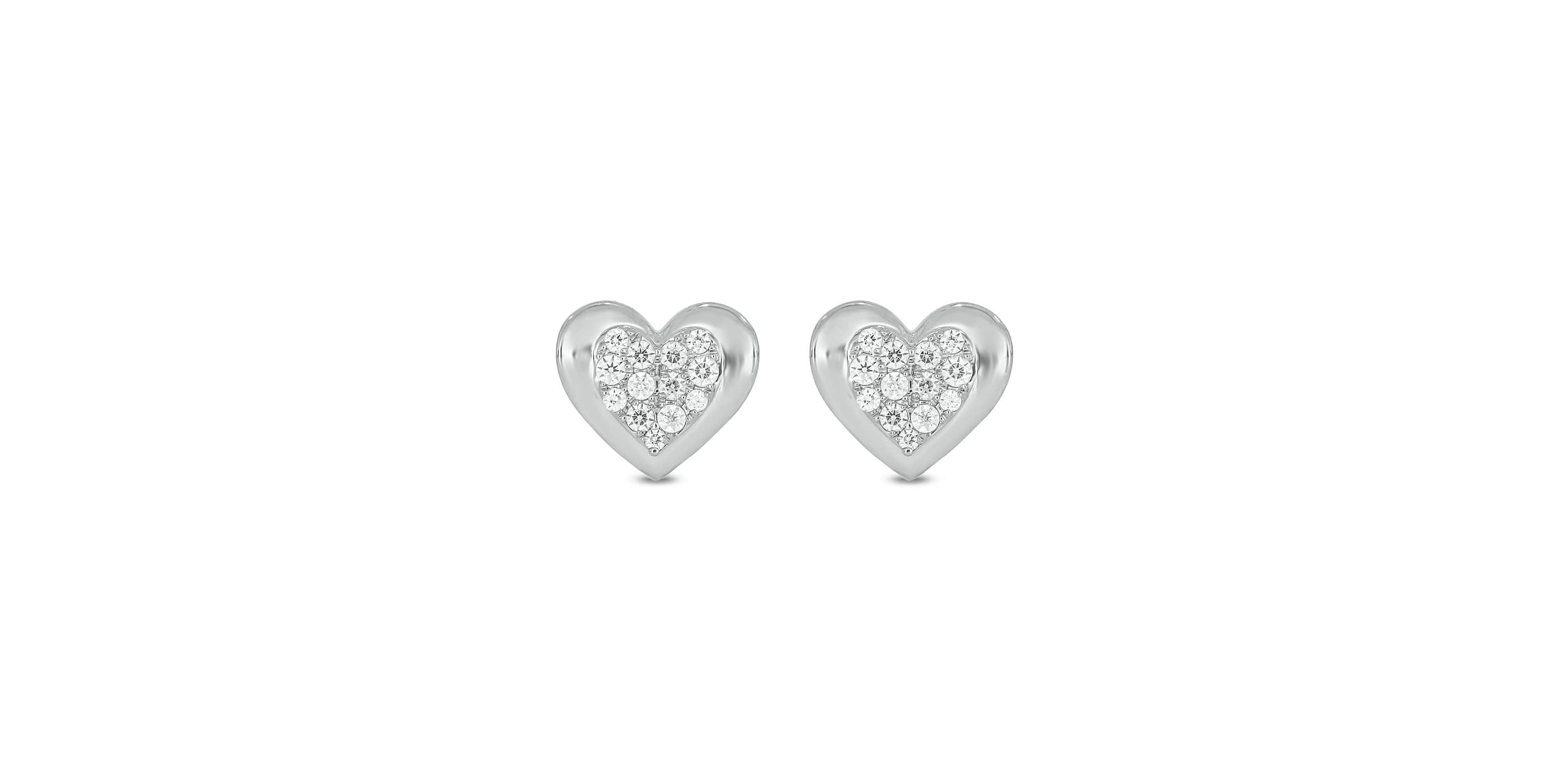 Lab Created 1/5 Carat  Lab Grown Diamond Heart Shaped Earring in Sterling Silver