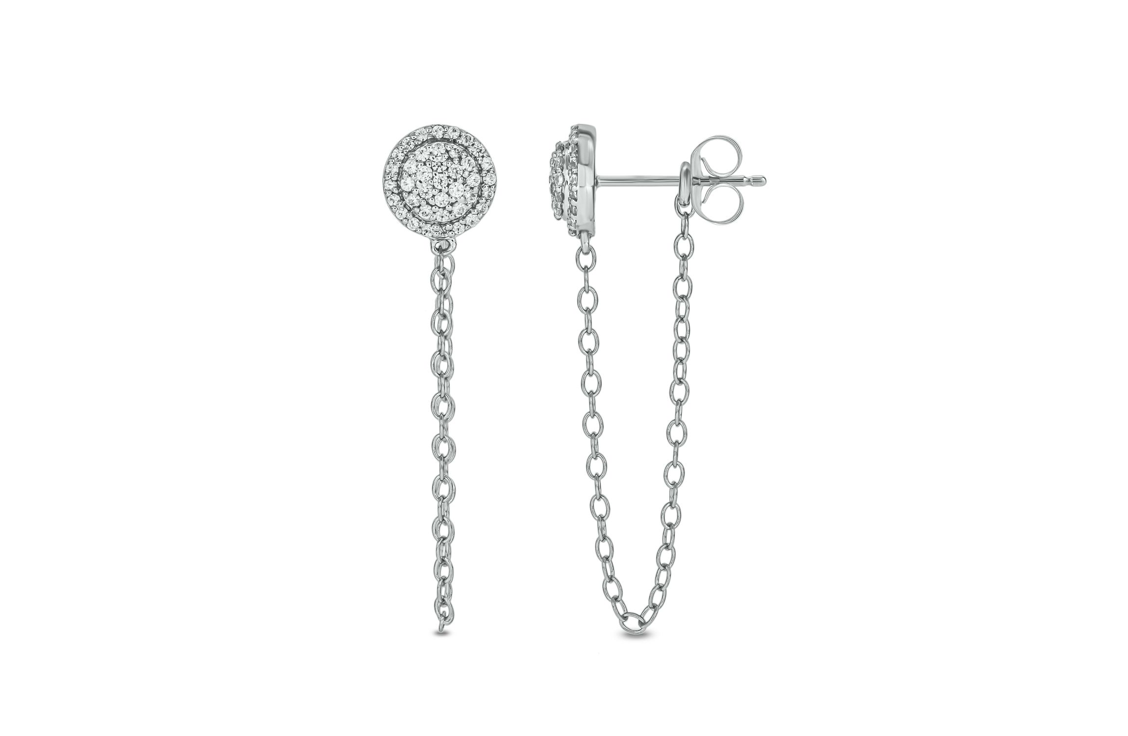 1/4 ct.t.w  Diamond Chain Earring in 14K White Gold