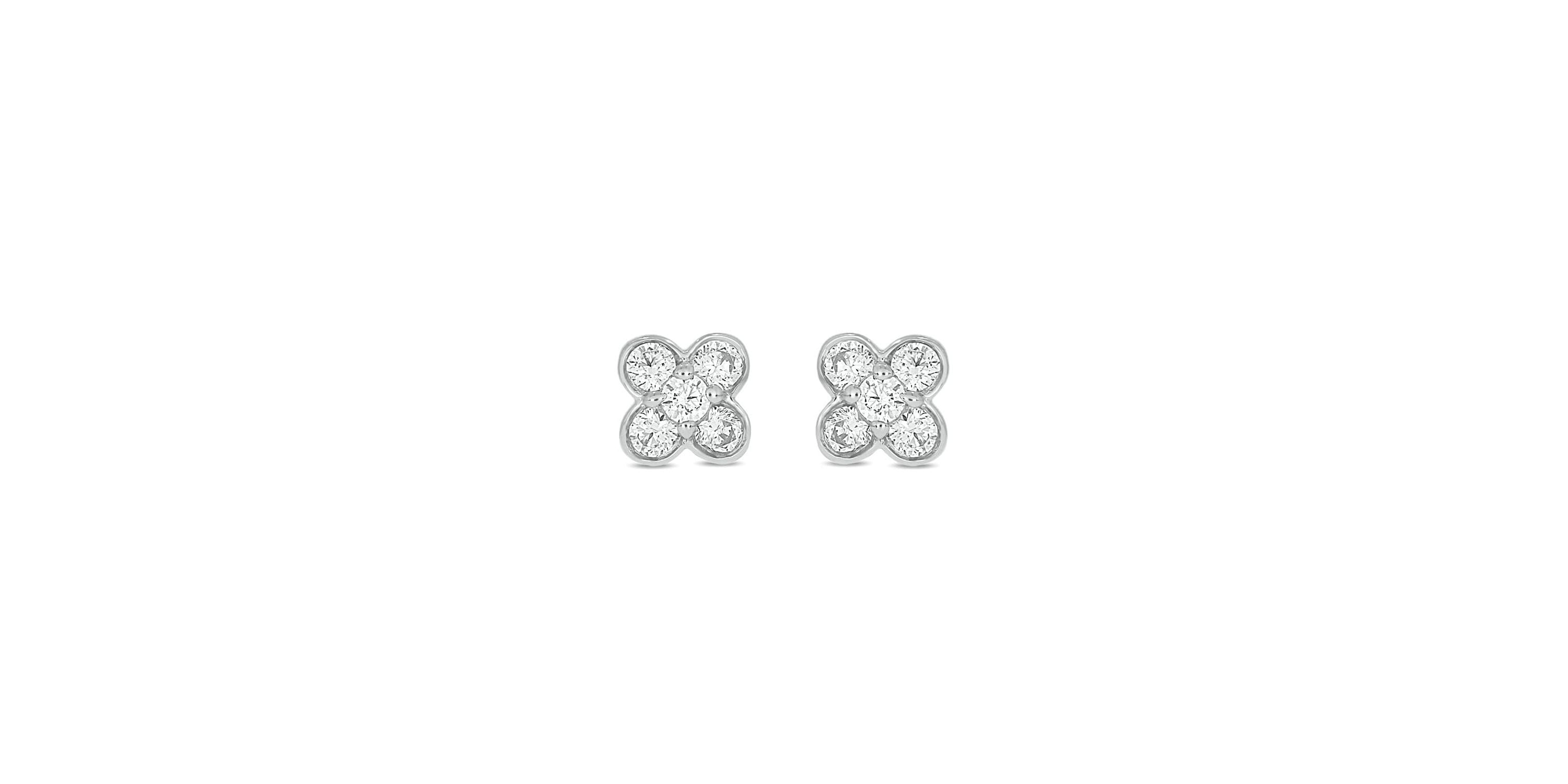 Lab Created 1/4 Carat  Lab Grown Diamond Flower Shape Earring in 10KT White Gold