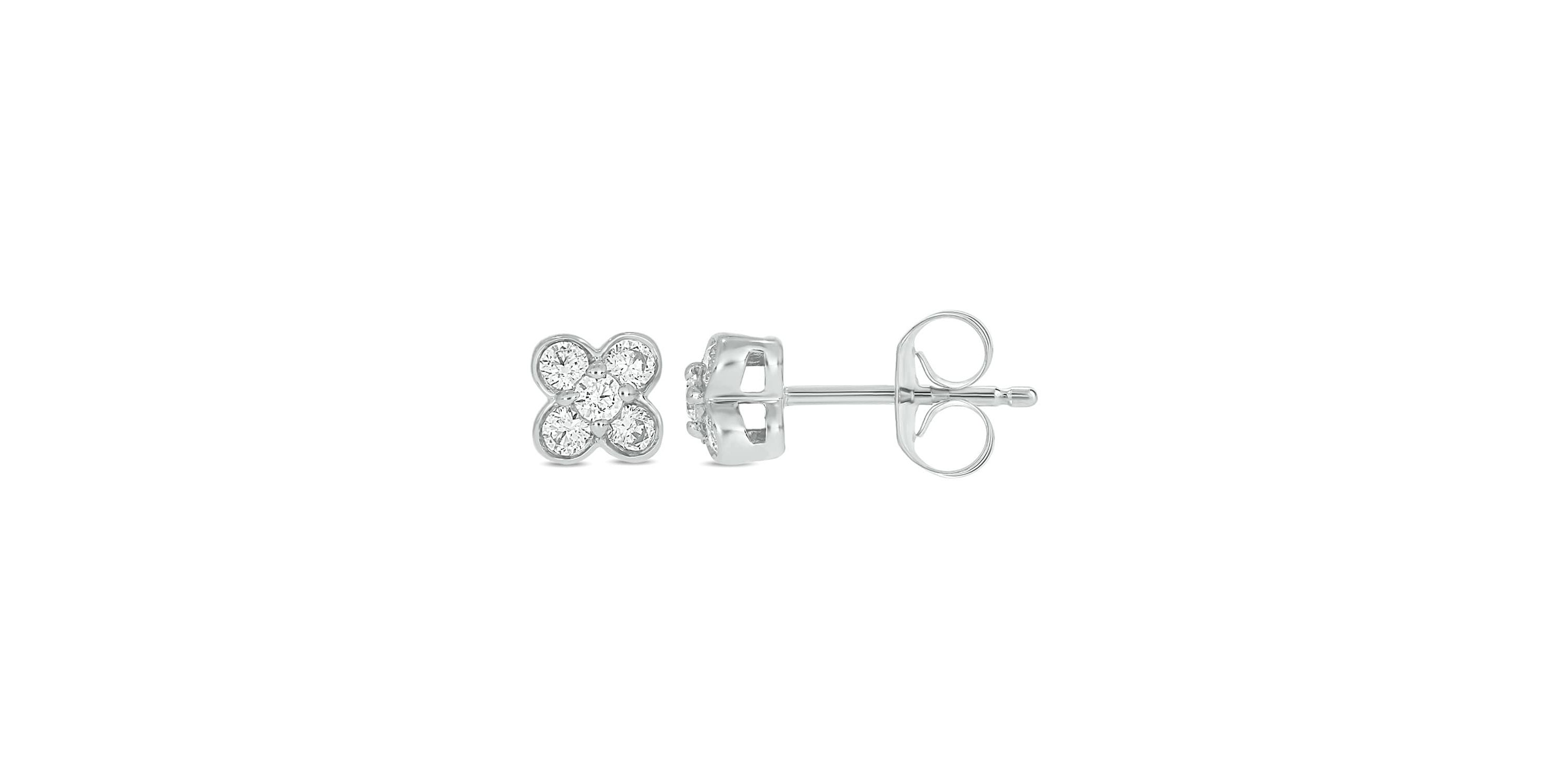 Lab Created 1/4 Carat  Lab Grown Diamond Flower Shape Earring in 10KT White Gold