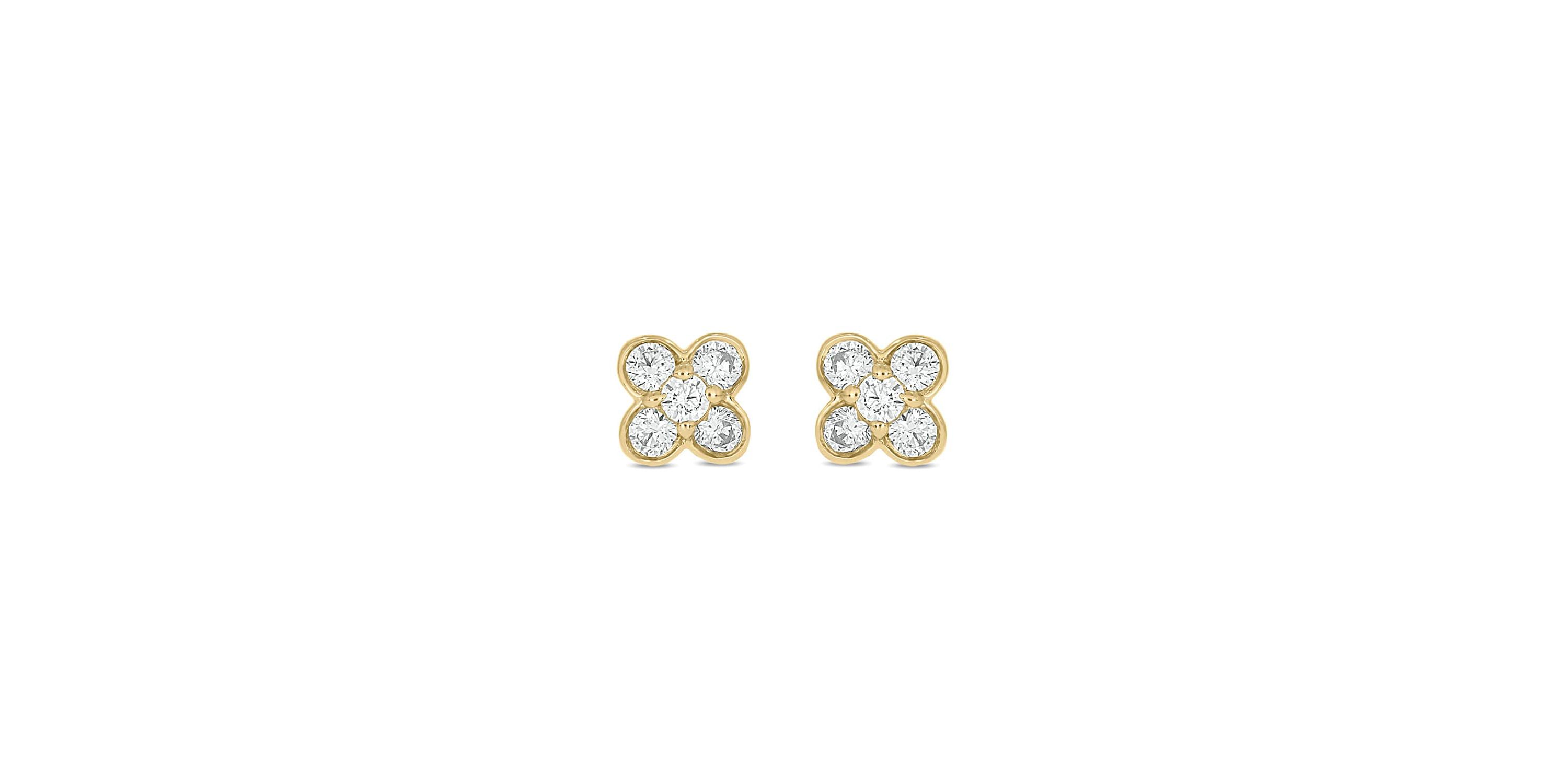 Lab Created 1/4 Carat  Lab Grown Diamond Flower Shape Earring in 10KT Yellow Gold