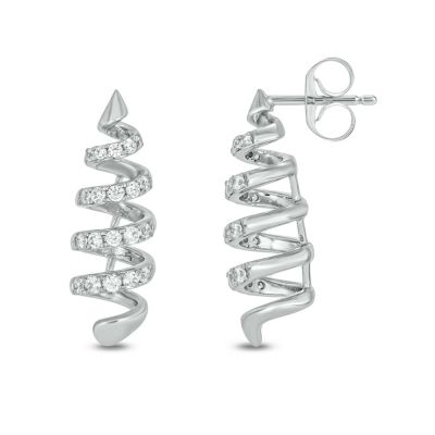 Belk & Co 1/4 carat, Diamond Unique Spiral Design Earring in 14K White Gold