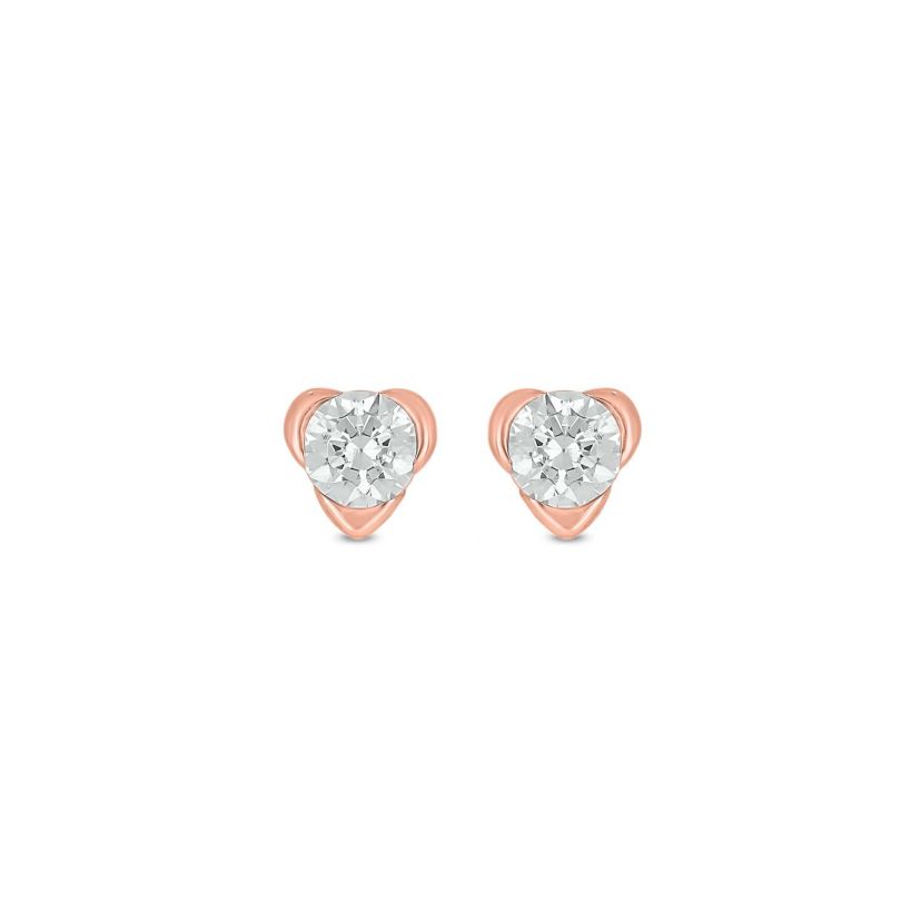 Lab Created 1/4 Carat Lab Grown Diamond Heart Shaped Studs Earring in 10KT Pink Gold