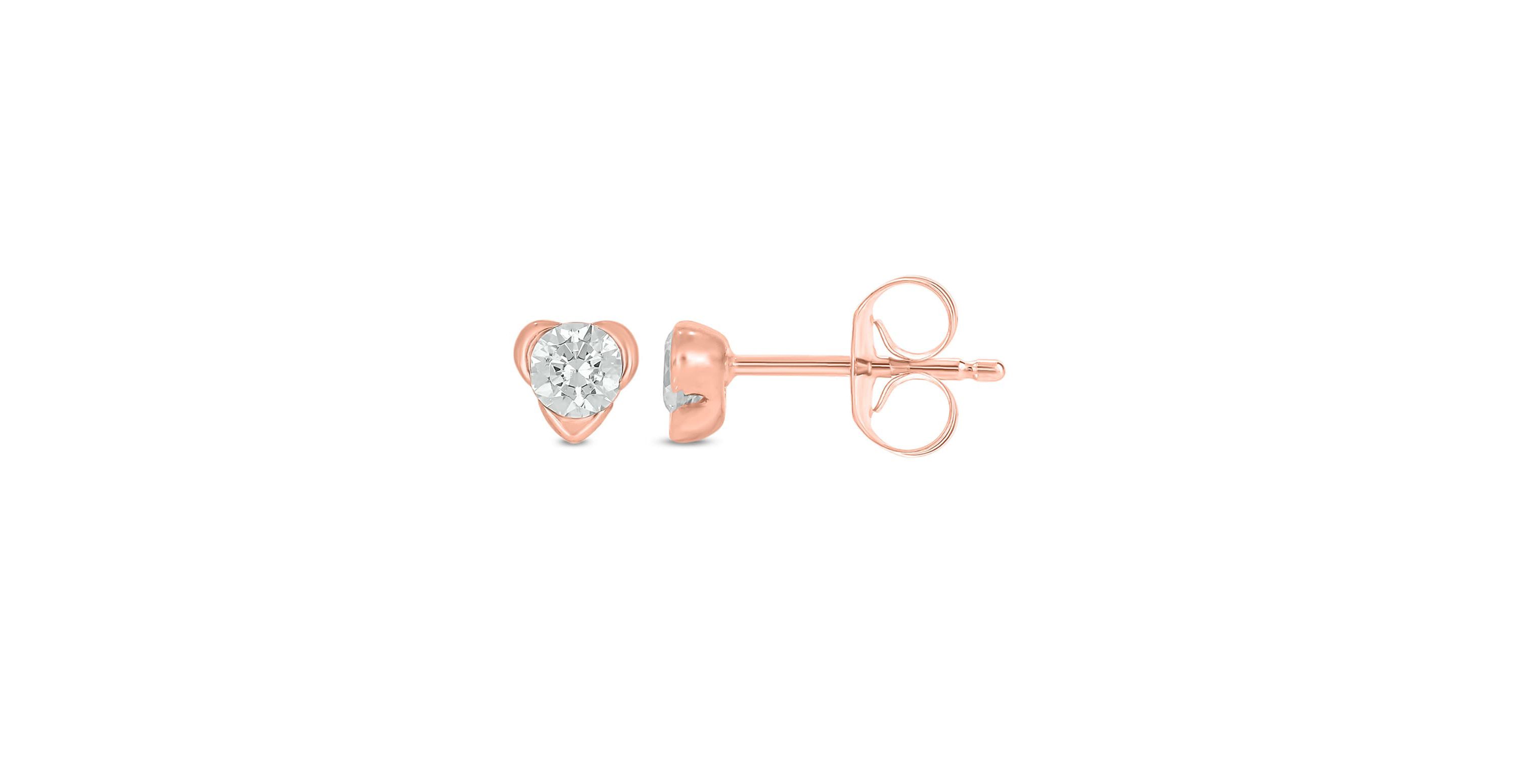 Lab Created 1/4 Carat Lab Grown Diamond Heart Shaped Studs Earring in 10KT Pink Gold