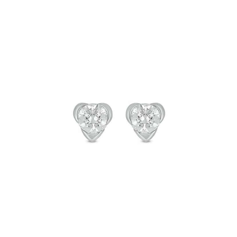 Lab Created 1/4 Carat Lab Grown Diamond Heart Shaped Studs Earring in 10KT White Gold