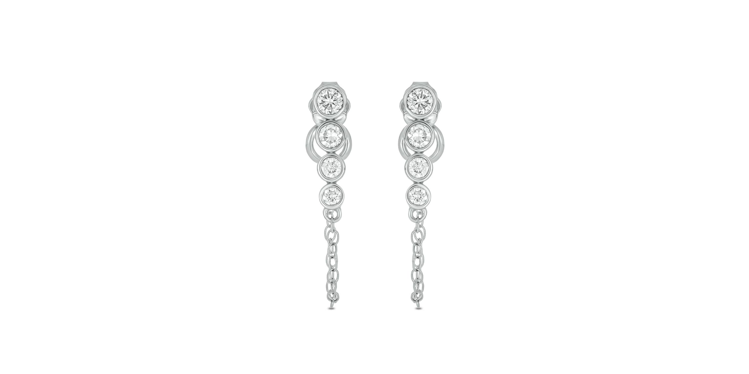 Lab Created 3/8 Carat Lab Grown Diamond Four Dazzling Elegant Earrings in Sterling Silver