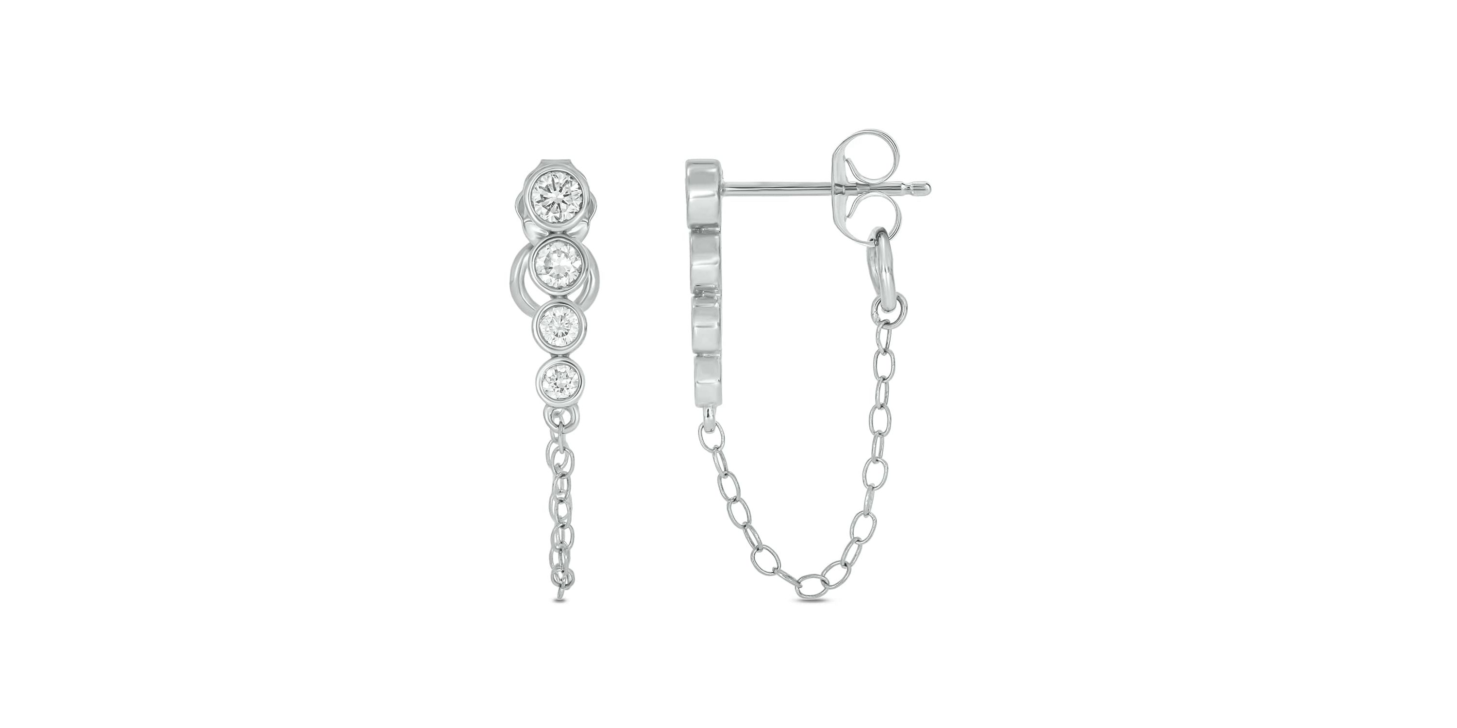 Lab Created 3/8 Carat Lab Grown Diamond Four Dazzling Elegant Earrings in Sterling Silver