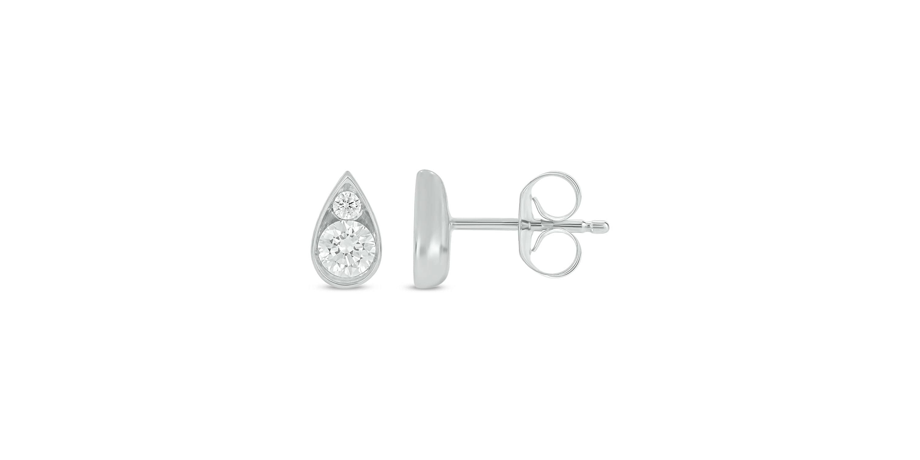 Lab Created 3/8 Carat Lab Grown Diamond Pear Shape Studs Earring in 10KT White Gold